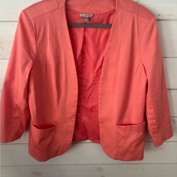 Roz & Ali Blazer Jacket Women Large in Coral with Pockets - Picture 4 of 10